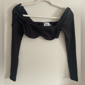 Princess Polly black long sleeve crop top, size 0